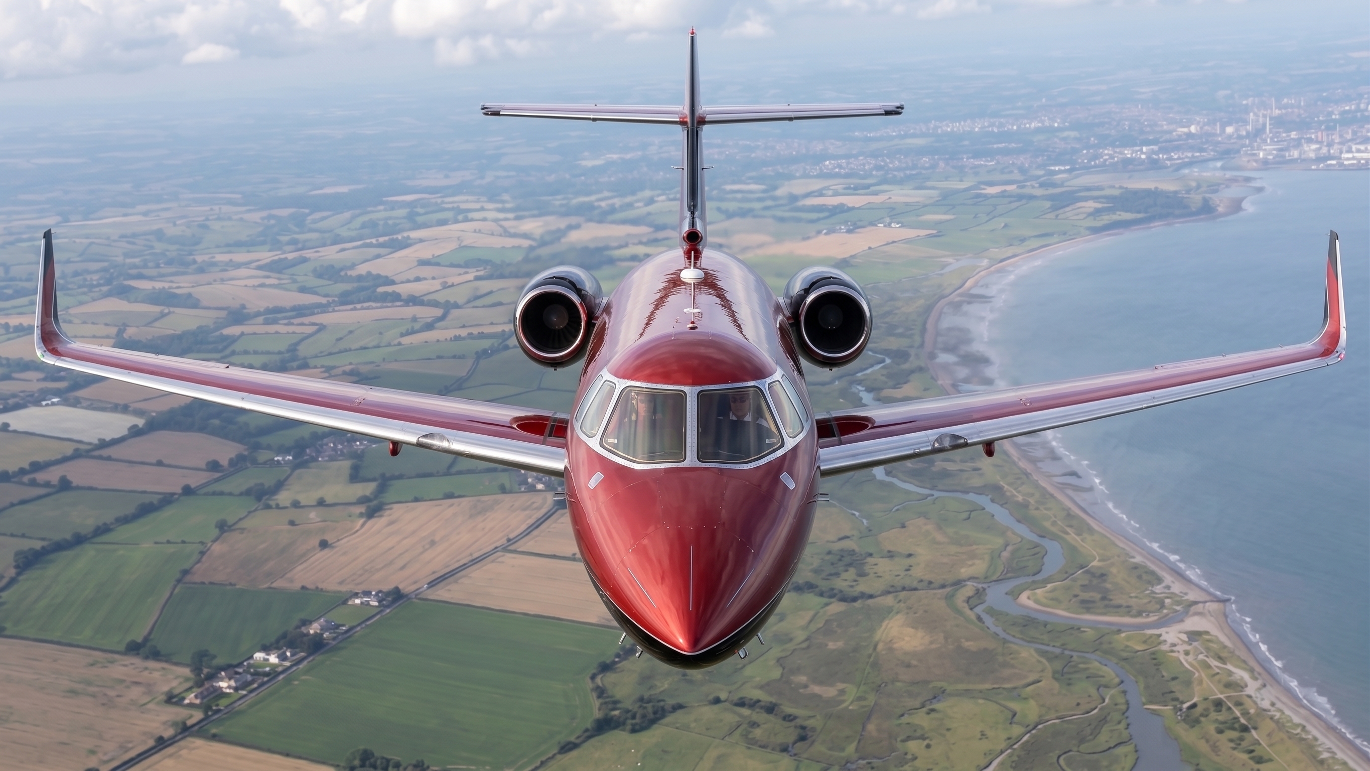 N864BF viewed head-on in flight