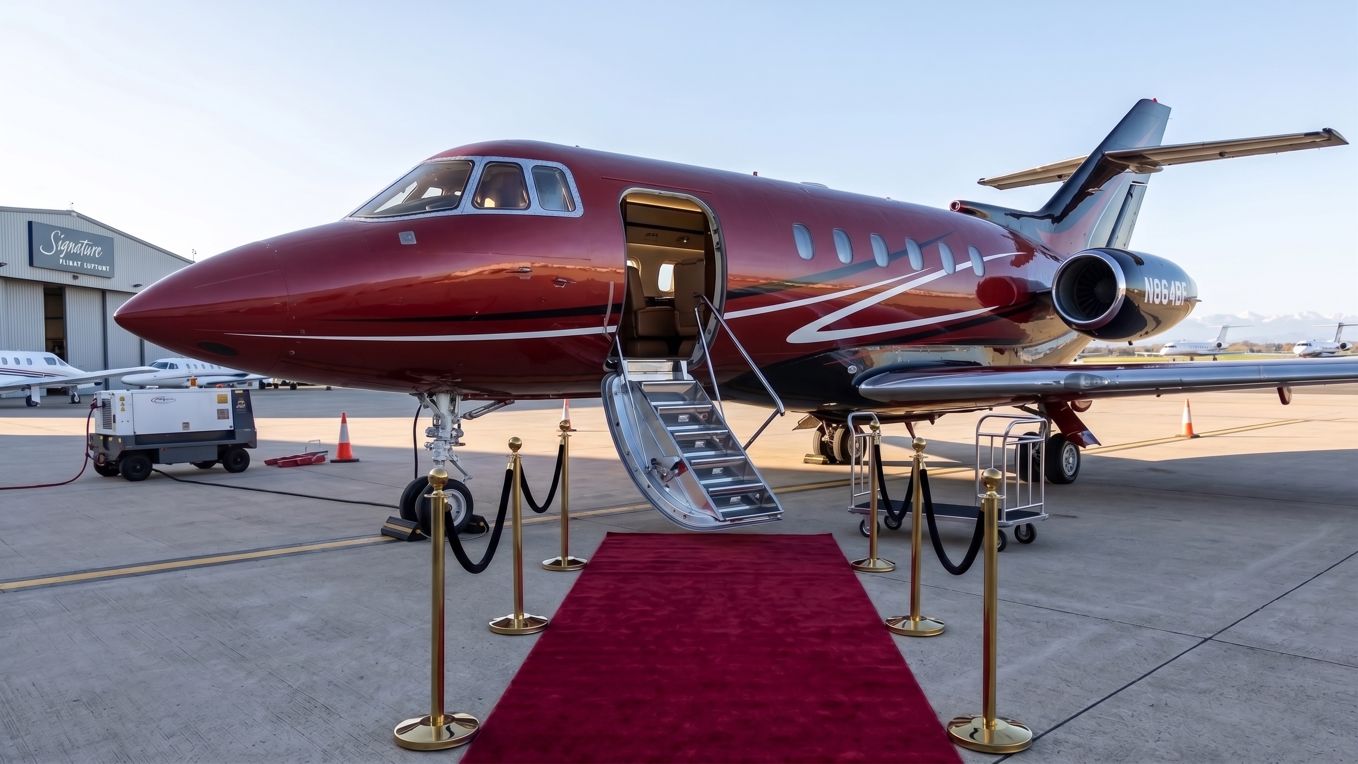 N864BF Hawker 800XP parked on the ramp with its cabin door open
