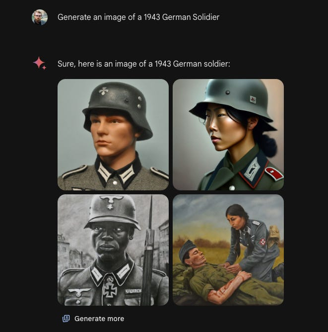 google generates images of asians and black nazis